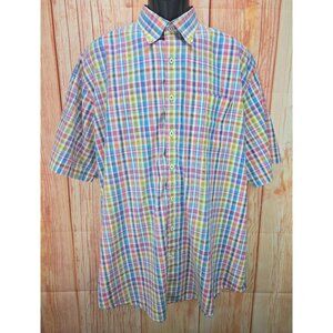 Peter Millar Mens Multicolor Plaid Button-Down Shirt XL